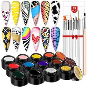 img 4 attached to 💅 Saviland Solid Cream Gel Nail Polish Kit - 12 Colors: High-Quality Gel Paint Set with 15pcs Nail Brushes for Nail Paint & Art Design