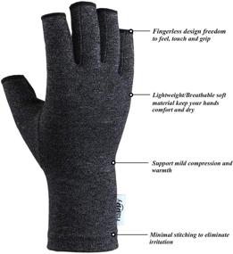 img 1 attached to 🧤 2 Pairs Arthritis Gloves for Women - Compression Gloves for Rheumatoid & Osteoarthritis, Joint Pain Relief, Carpal Tunnel Wrist Support, Computer Typing - Fingerless Gloves (Medium, Black)