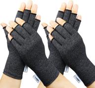 🧤 2 pairs arthritis gloves for women - compression gloves for rheumatoid & osteoarthritis, joint pain relief, carpal tunnel wrist support, computer typing - fingerless gloves (medium, black) логотип