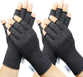 img 4 attached to 🧤 2 Pairs Arthritis Gloves for Women - Compression Gloves for Rheumatoid & Osteoarthritis, Joint Pain Relief, Carpal Tunnel Wrist Support, Computer Typing - Fingerless Gloves (Medium, Black)