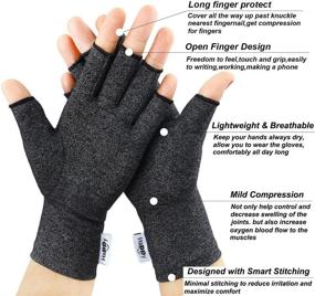 img 2 attached to 🧤 2 Pairs Arthritis Gloves for Women - Compression Gloves for Rheumatoid & Osteoarthritis, Joint Pain Relief, Carpal Tunnel Wrist Support, Computer Typing - Fingerless Gloves (Medium, Black)