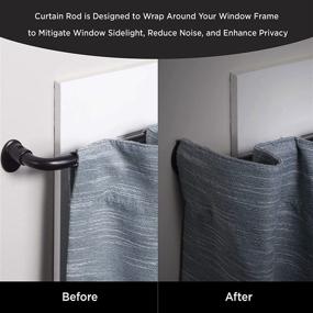 img 3 attached to Eclipse EC Black Wrap Around Window Curtain Rod, Adjustable Size 28-48 inches