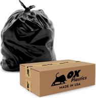 🗑️ ox plastics 13 gallon trash can liners - 2mil thick heavy duty bags - large capacity, leak-proof &amp; durable, for residential &amp; commercial use - black (200 count) logo