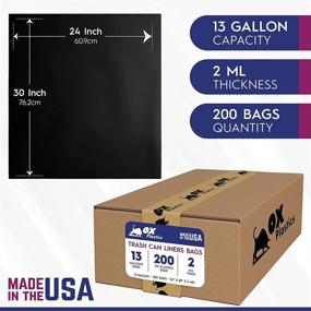 img 2 attached to 🗑️ Ox Plastics 13 Gallon Trash Can Liners - 2mil Thick Heavy Duty Bags - Large Capacity, Leak-Proof &amp; Durable, for Residential &amp; Commercial Use - Black (200 Count)