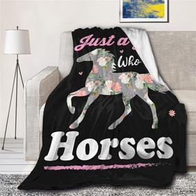 img 4 attached to 🐎 Super Soft Lightweight Microfiber Flannel Throw Blanket - Just A Girl Who Loves Horses - Cozy Summer Quilt for Bed or Sofa - Small Size (50"x40") Ideal for Kids