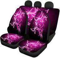 🦋 stylish and durable purple butterfly car seat cover set - joylamoria bling series: full wrap saddle blanket design for optimal comfort - set of 4 logo