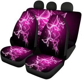 img 4 attached to 🦋 Stylish and Durable Purple Butterfly Car Seat Cover Set - JoyLamoria Bling Series: Full Wrap Saddle Blanket Design for Optimal Comfort - Set of 4