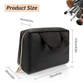 img 1 attached to 💼 Stylish and Practical: Leather Clearance Makeup Pouch, Black Small Makeup Bag for Women and Girls