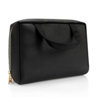 💼 stylish and practical: leather clearance makeup pouch, black small makeup bag for women and girls logo