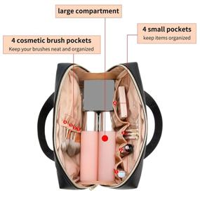 img 2 attached to 💼 Stylish and Practical: Leather Clearance Makeup Pouch, Black Small Makeup Bag for Women and Girls