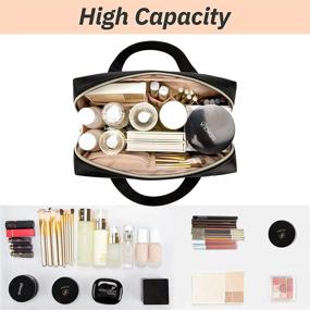 img 3 attached to 💼 Stylish and Practical: Leather Clearance Makeup Pouch, Black Small Makeup Bag for Women and Girls