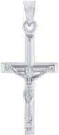 religious cross tubular crucifix pendant in 14k white gold with polished finish logo