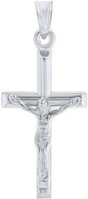 img 2 attached to Religious Cross Tubular Crucifix Pendant in 14K White Gold with Polished Finish