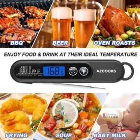 img 2 attached to 🌡️ 2021 Updated Meat Thermometer for Cooking - Instant Read Food Thermometer with Backlight, Waterproof & Foldable Probe - Azcooks Digital Kitchen Thermometer for Roast Turkey, Grill, Deep Fry, BBQ