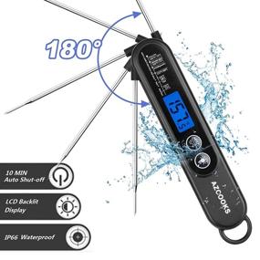 img 1 attached to 🌡️ 2021 Updated Meat Thermometer for Cooking - Instant Read Food Thermometer with Backlight, Waterproof & Foldable Probe - Azcooks Digital Kitchen Thermometer for Roast Turkey, Grill, Deep Fry, BBQ