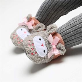 img 3 attached to 👶 Timatego Cozy Fleece Booties: Stay-On Slipper Socks for Newborns & Infants with Grippers - Winter Shoes for Baby Boys & Girls