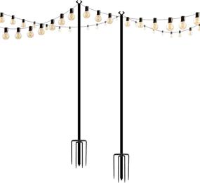 img 4 attached to 🌞 Enhanced 9FT-5-Prong String Light Poles: Ideal for Hanging LED Solar Bulbs in Outdoor Spaces - Garden, Backyard, Patio! Upgrade Your Pole Connection with 2-Pack Twist