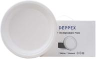 deppex 9-inch 100-pack white heavy-duty compostable disposable plates - economical eco-friendly party plates made from microwavable sugar cane fiber logo