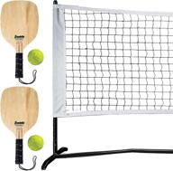 🏸 franklin sports pickleball net set - outdoor portable court + paddles and balls - (2) paddles + (2) pickleballs - half court set logo