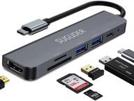 🔌 6-in-1 usb-c hub multiport adapter by suguder - 4k hdmi, usb 3.0/2.0, sd/tf card reader, 87w pd compatible - for nintendo, macbook pro/air, ipad pro & other type c devices logo