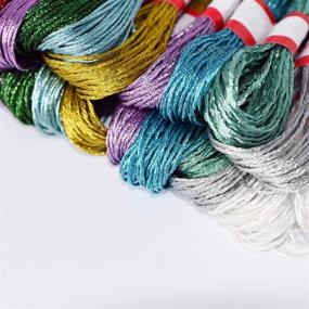 img 2 attached to 🧵 LE PAON 8m Metallic Embroidery Floss Set - Assorted Mix Colours Cross Stitch Thread for Craft Needlework, Hand Embroidery, and Bracelets