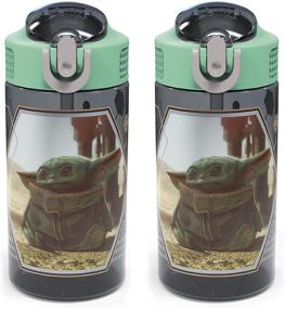 img 4 attached to 👶 Zak Designs Kids Spout Cover and Carrying Loop Water Bottle Set - Leak-Proof, 16oz, 2pc, Baby Yoda Design