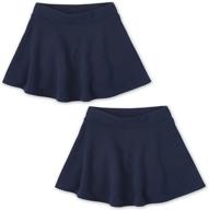 the children's place girls' 2 pack active french terry skort: comfortable and stylish girls' skirts for active play logo