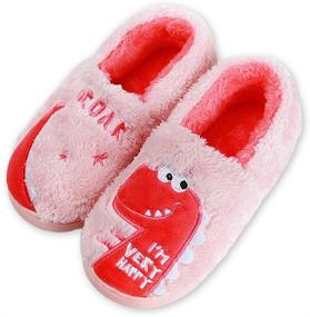 img 4 attached to 🦖 Adorable Mikitutu Toddler Dinosaur Slippers: Cozy Winter Shoes for Boys