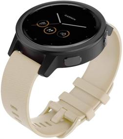 img 3 attached to ISABAKE Band: 18mm Soft Silicone Replacement Strap for Garmin Vivomove 3s/Vivoactive 4s (Beige)
