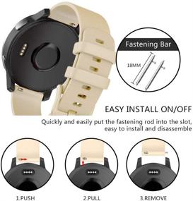 img 1 attached to ISABAKE Band: 18mm Soft Silicone Replacement Strap for Garmin Vivomove 3s/Vivoactive 4s (Beige)