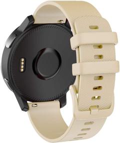 img 4 attached to ISABAKE Band: 18mm Soft Silicone Replacement Strap for Garmin Vivomove 3s/Vivoactive 4s (Beige)