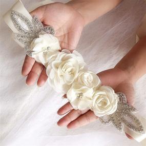 img 1 attached to Rhinestone Bridesmaid Maternity Flowergirls XW001 White Women's Accessories and Belts