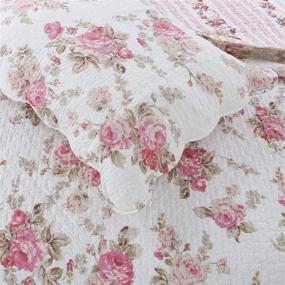 img 2 attached to 🌸 Cozy Line Home Fashions Romantic Pink Peony Flora Cotton Reversible Quilt Bedding Set: Elegant Queen Size 3 Piece Coverlet Bedspread in Pink Peony