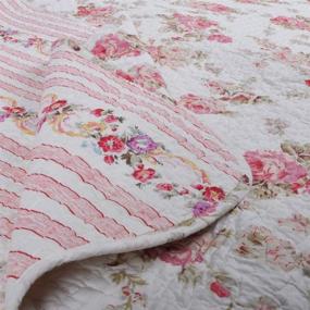 img 1 attached to 🌸 Cozy Line Home Fashions Romantic Pink Peony Flora Cotton Reversible Quilt Bedding Set: Elegant Queen Size 3 Piece Coverlet Bedspread in Pink Peony