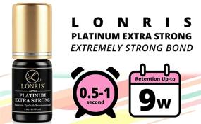 img 1 attached to 💪 LONRIS Platinum Extra Strong Retention Eyelash Extension Glue - 8-9 Weeks Retention, 0.5-1 Sec Drying Time, Semi-Permanent | Professional Use Black Adhesive (5 ML)