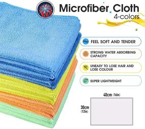 img 3 attached to 24-Pack Microfiber Cleaning Cloths - 4 Colors, Softer and More Absorbent Dust Cloths, Lint-Free Cleaning Rags, Multipurpose Towels for Home, Kitchen, Car, Window Cleaning - Size 16x12 inches