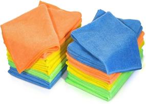 img 4 attached to 24-Pack Microfiber Cleaning Cloths - 4 Colors, Softer and More Absorbent Dust Cloths, Lint-Free Cleaning Rags, Multipurpose Towels for Home, Kitchen, Car, Window Cleaning - Size 16x12 inches