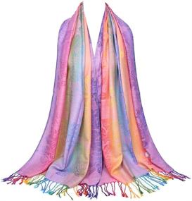 img 4 attached to 🌺 Vibrant Blooms: Colorful Flowers Jacquard Pashmina - Women's Scarves & Wraps and Accessories - THM02 03