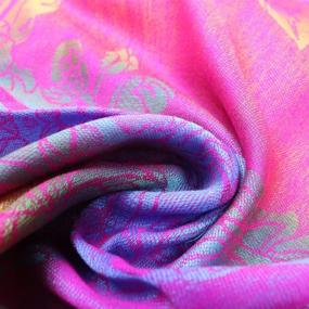 img 2 attached to 🌺 Vibrant Blooms: Colorful Flowers Jacquard Pashmina - Women's Scarves & Wraps and Accessories - THM02 03