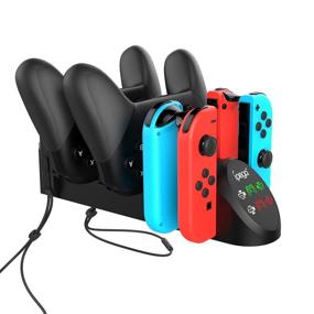 img 2 attached to 🎮 Controller Charger for Nintendo Switch - 6 in 1: Charge 4 Joy-Con Controllers, 2 Pro Controllers, 2 Joy-con Wrist Straps with USB 2.0 Plug and Ports
