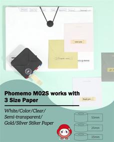 img 2 attached to 🖨️ Phomemo M02S Mini Phone Printer - 300dpi Bluetooth Thermal Tiny Photo Printer for Work List, Plan, Photo Printing, DIY Label Sticker, with 6 Rolls Paper - Black