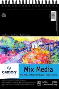 img 1 attached to Canson Artist Series Mix Media Pad 9x12 - Top Wire Binding, 20 Sheets - (200006186) [High-Quality Artistic Paper]