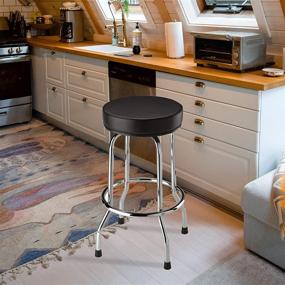 img 1 attached to 🪑 Industrial Style Swivel Bar Stool: Black Padded Seat, Chrome Legs - BIG RED Torin