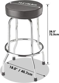 img 2 attached to 🪑 Industrial Style Swivel Bar Stool: Black Padded Seat, Chrome Legs - BIG RED Torin