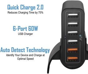 img 1 attached to 🔌 Kingwin PS-7343 60W 6-Port USB Quick Charge 2.0 Desk Charger Hub - IQ Quick зарядная станция для устройств iPhone и Android