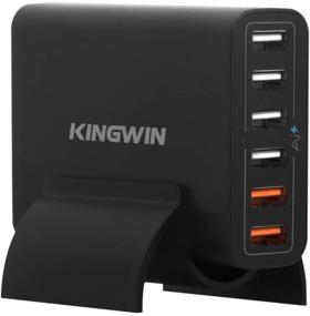 img 4 attached to 🔌 Kingwin PS-7343 60W 6-Port USB Quick Charge 2.0 Desk Charger Hub - IQ Quick зарядная станция для устройств iPhone и Android