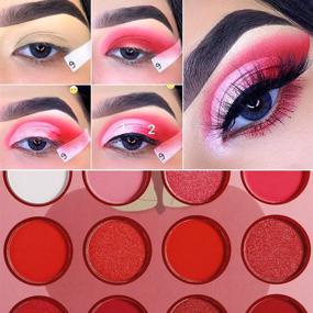 img 2 attached to 💄 Палетка теней для век DE’LANCI Red Pink: Профессиональная, высоко пигментированная, 12 оттенков, водостойкая и не тестируется на животных