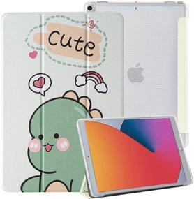 img 4 attached to 🦖 TiKeDa Kids Girls iPad Case: Cute Dinosaur Smart Slim Cover for iPad 8th/7th Gen, Green Dinosaur Design – Soft Crystal Translucent Shell