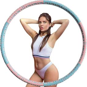 img 4 attached to Get Fit and Lose Weight with the Exercise Fitness Weighted Hoops for Adults - 6 Section Weighted Hoola Hoop in Pink-Blue!