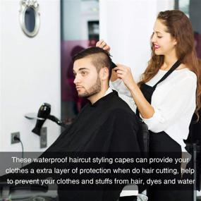 img 1 attached to 💦 Waterproof 6-Piece Hair Salon Cape: Ideal for Hairstylists, Barbers, and Hairdressers; Features Scissors, Brush and Bottle Pattern